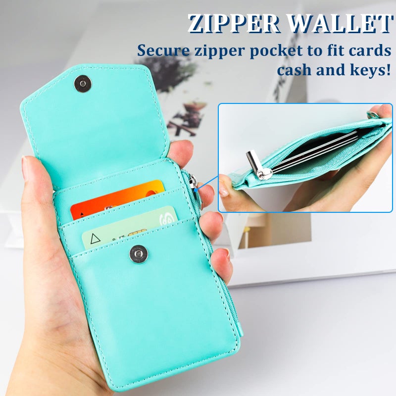 Teskyer Leather Badge Holder with Lanyard and Retractable Badge Reel, 4 Card Slots ID Card Holder with 1 Zipper Pocket for Office School Name Work IDs, Green - Image 4